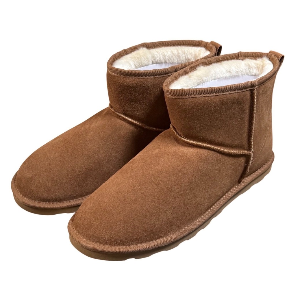 Clarks NIB Men 12 Suede Ankle Boot Tan Leather Indoor Outdoor Slipper Cozy Cloud